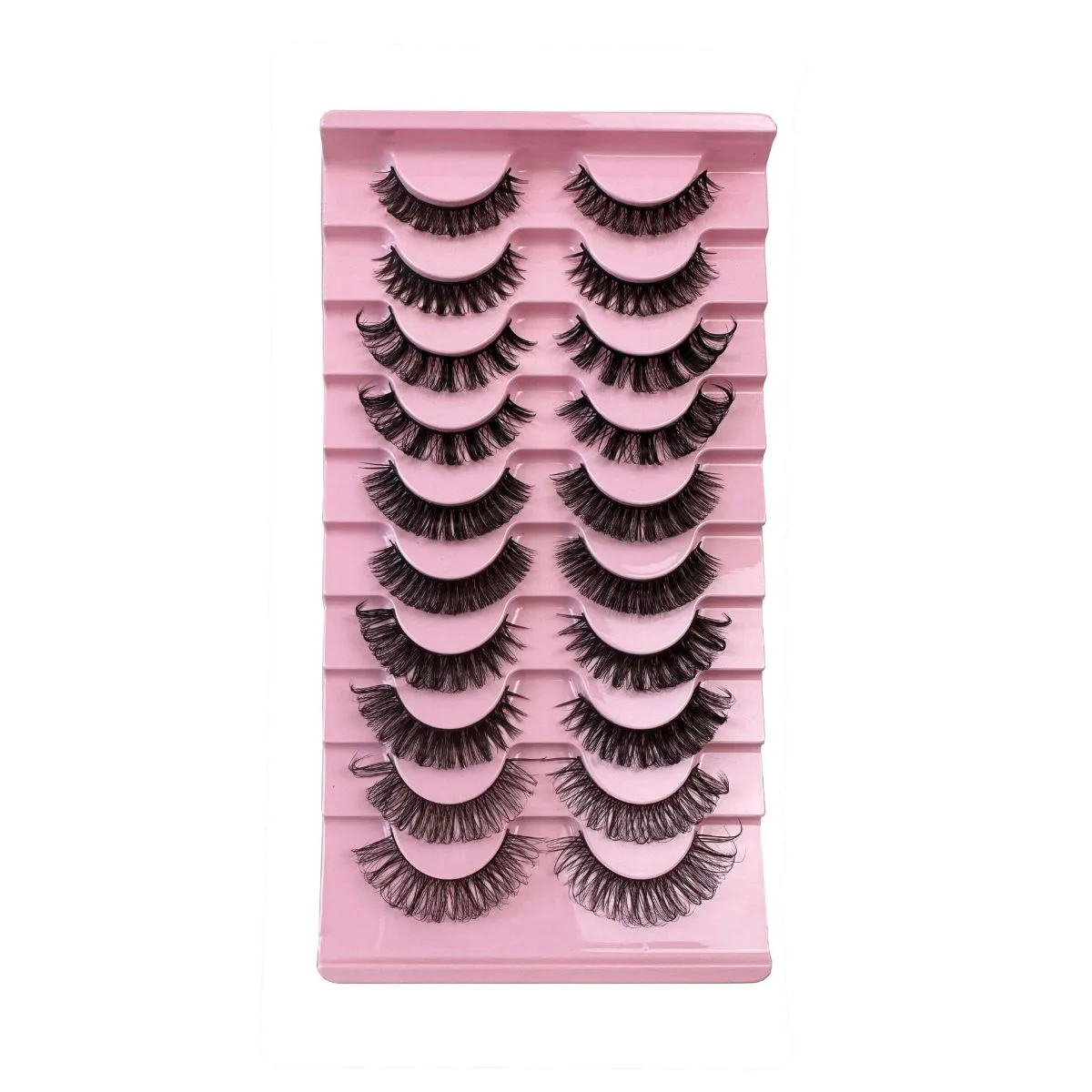 10 Pairs Voluminous Layered Faux Mink Lashes – Curling Strip False Eyelashes, Fluffy Multi-Dimensional Fake Eye Lashes Pack for Dramatic Look